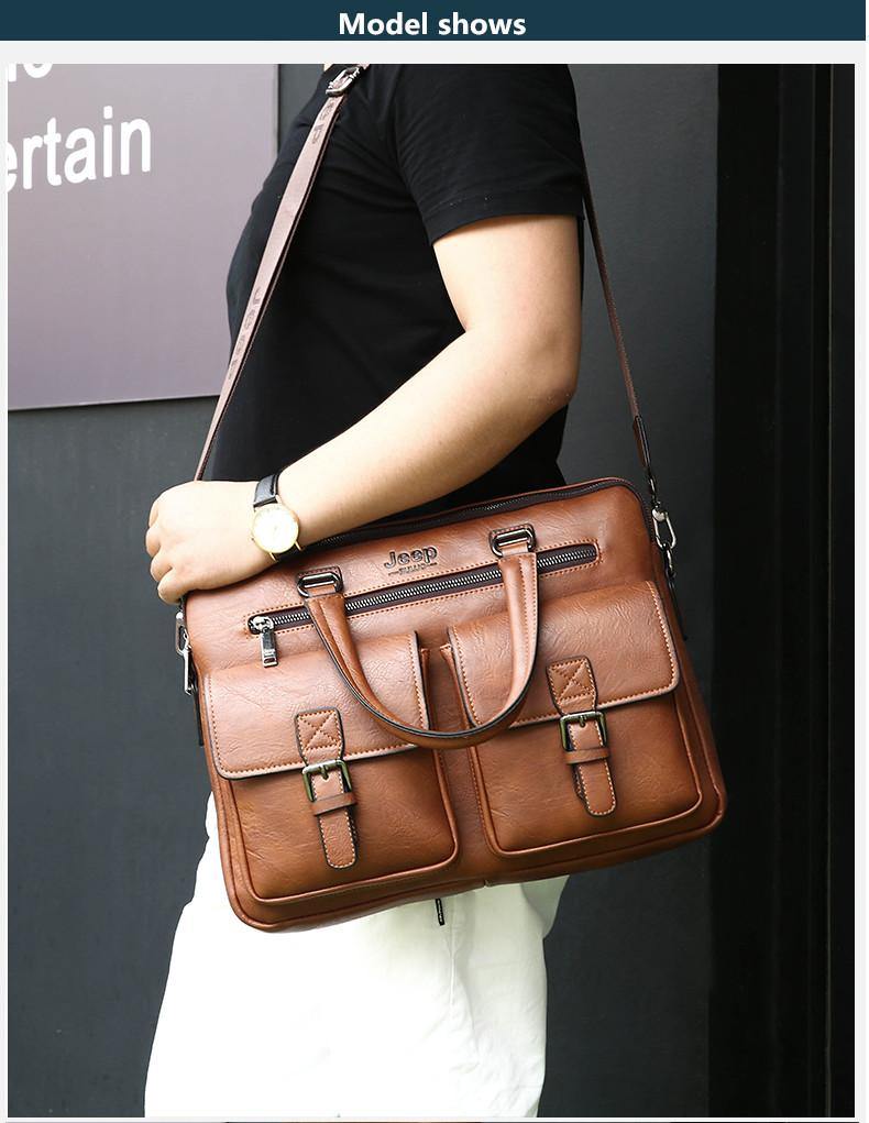 Jeep Buluo Leather Briefcase IV - Bags By Benson