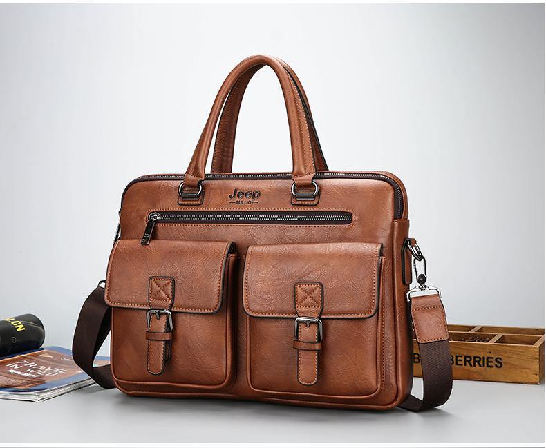 Jeep Buluo Leather Briefcase IV - Bags By Benson