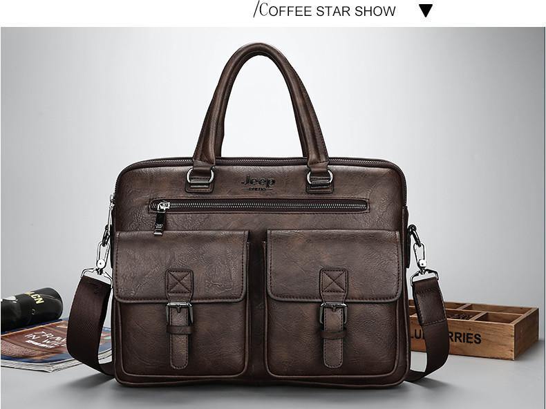 Jeep Buluo Leather Briefcase IV - Bags By Benson