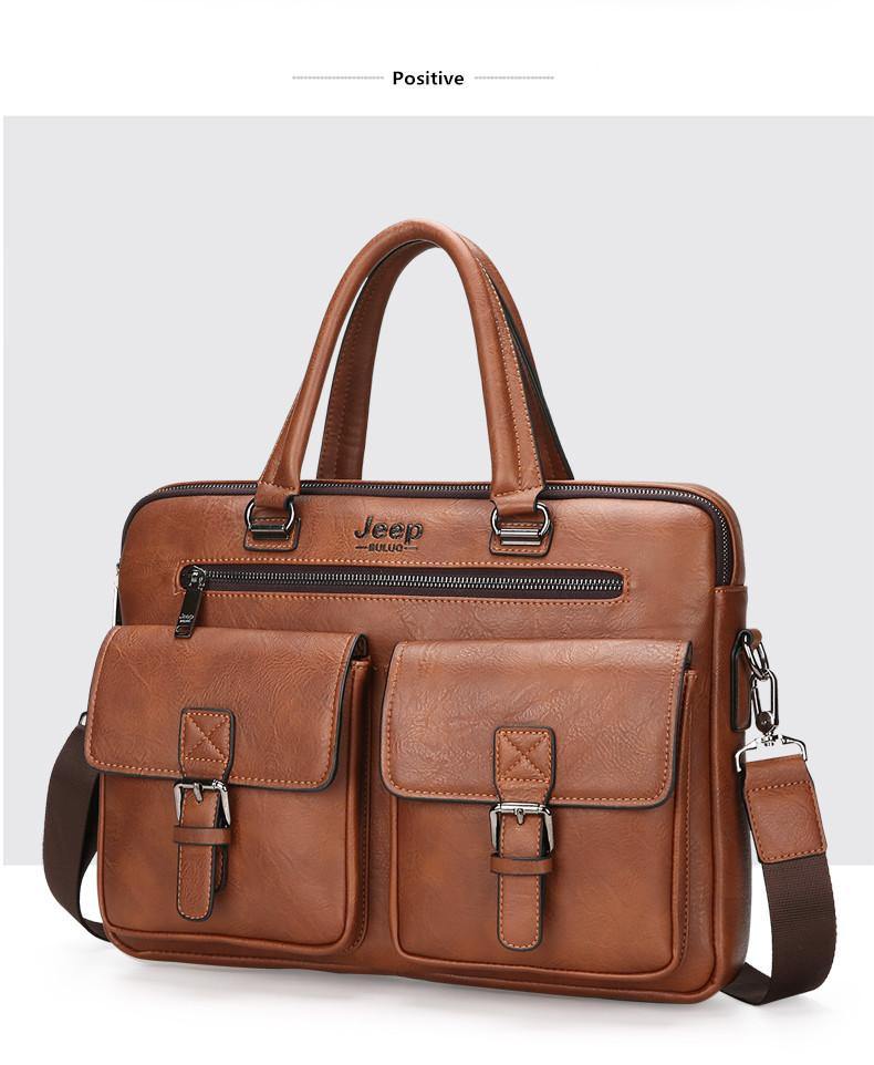 Jeep Buluo Leather Briefcase IV - Bags By Benson