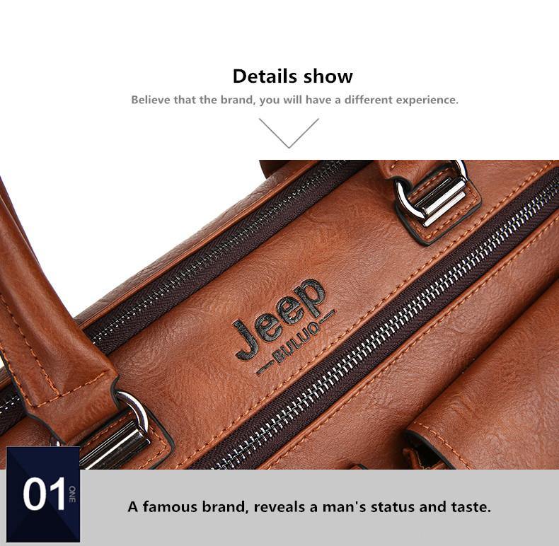 Jeep Buluo Leather Briefcase IV - Bags By Benson