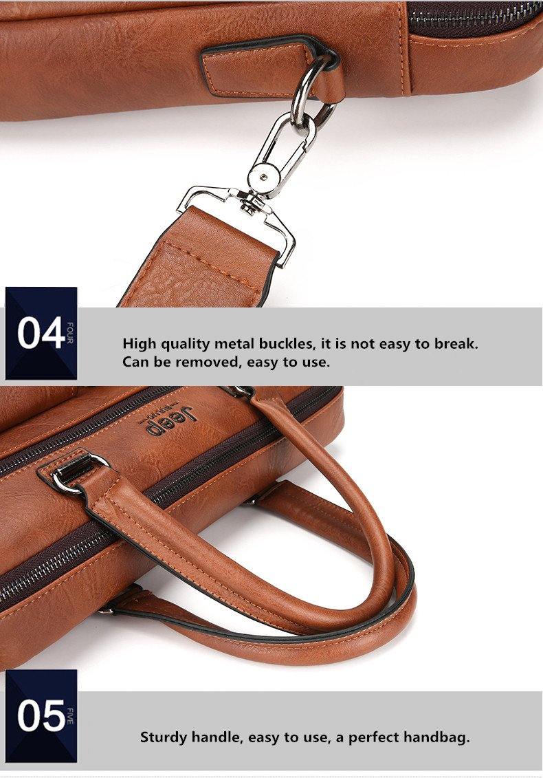 Jeep Buluo Leather Briefcase IV - Bags By Benson