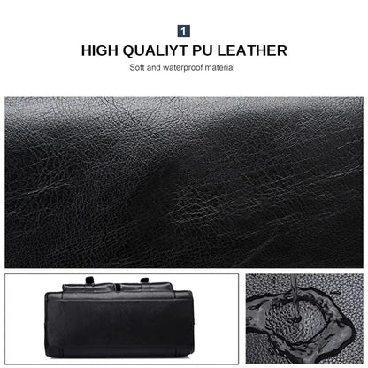High-quality PU leather material with texture details and a black bag.