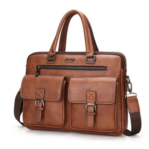 Jeep Buluo Leather Briefcase IV - Bags By Benson