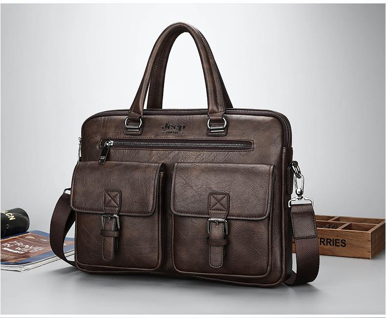 Jeep Buluo Leather Briefcase IV - Bags By Benson